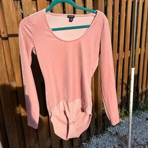 Pink JCrew velvet bodysuit, size small. Excellent condition